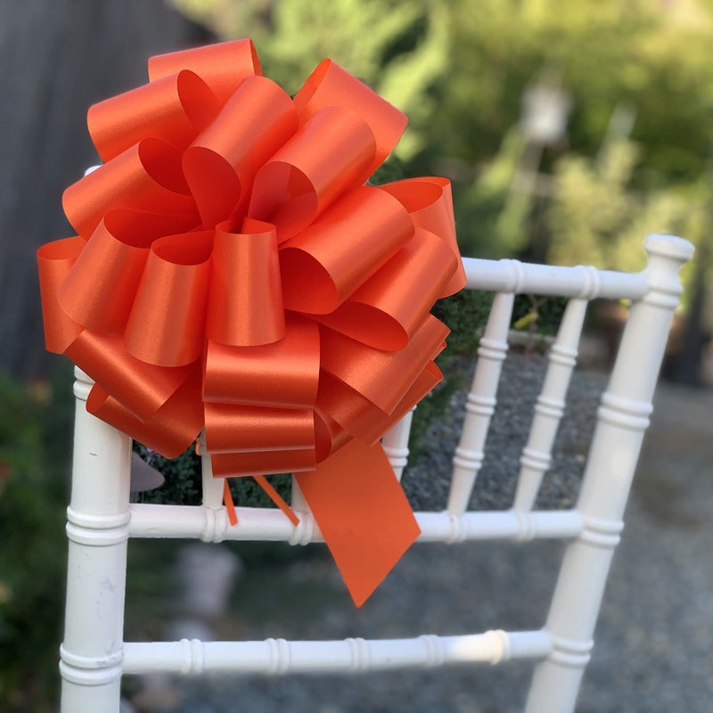 GiftWrap Etc. أقواس هدايا برتقالية كبيرة - 9" عرض، مجموعة من 6، هالوين، عيد الشكر، سلة هدايا، ديكور خريفي، خريف، هدايا عيد الميلاد، عيد ميلاد، جمع التبرعات، مدرسة، فصل دراسي، زينة - Image 2
